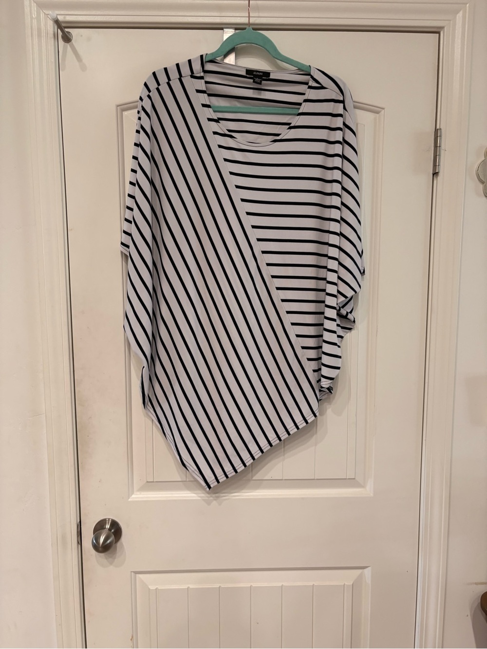 Alfani Black & White Striped Asymmetric Tunic